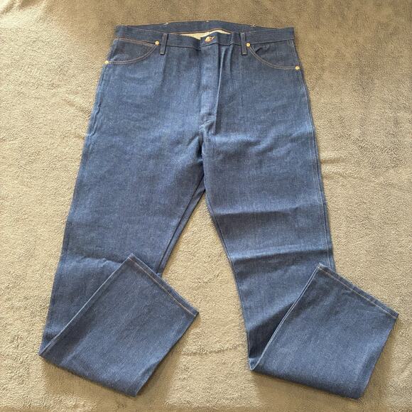 Wrangler Blue Cowboy Cut Original Fit Denim Western Rodeo Jeans Mens Size 42x36 - Picture 1 of 10